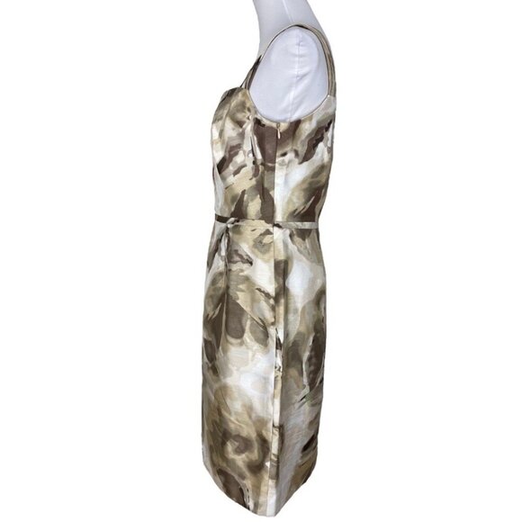 Tahari ASL Womens NWT Tan Derek Floral Square Neck‎ Sleeveless Party Dress 6/C36 - Picture 6 of 11